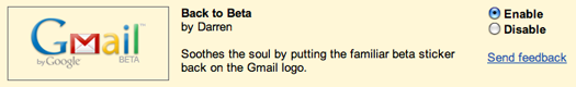 Gmail back in Beta