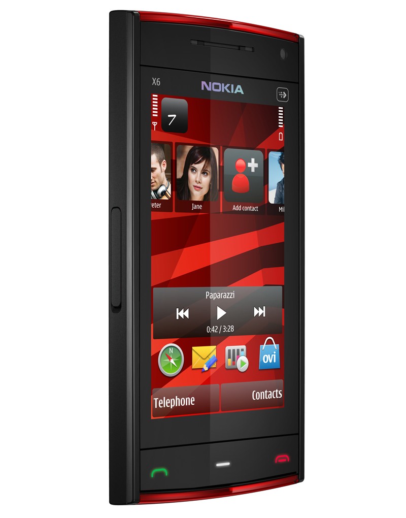 nokia x6 black red homescreen