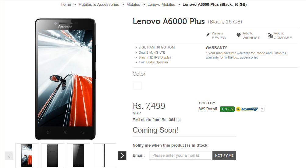 Lenovo A6000 Plus